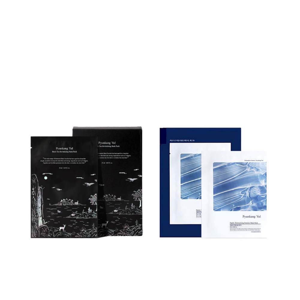 Black Tea Revitalizing Mask Pack 10 Sheets + Highly Moisturizing Essence Mask Pack 10 Sheets